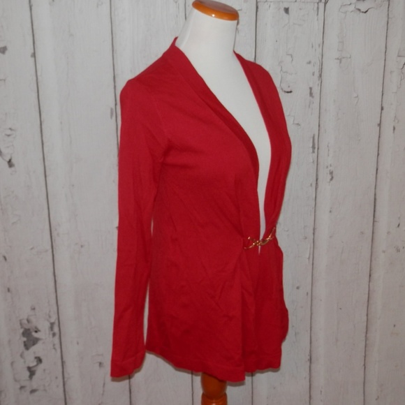 NEW Joan Vass Women Small Red Cardigan Sweater Top - Picture 3 of 8
